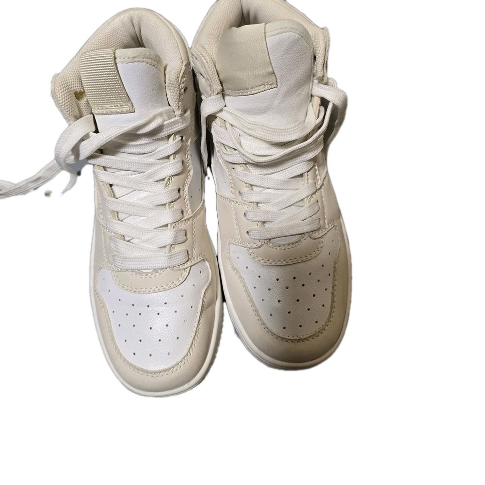 Steve Madden High Top Platform Sneakers White Beige Women's Size 6 9-inch Insole